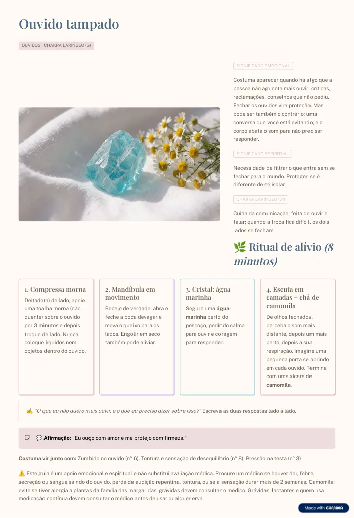 Página do guia: Ouvido tampado