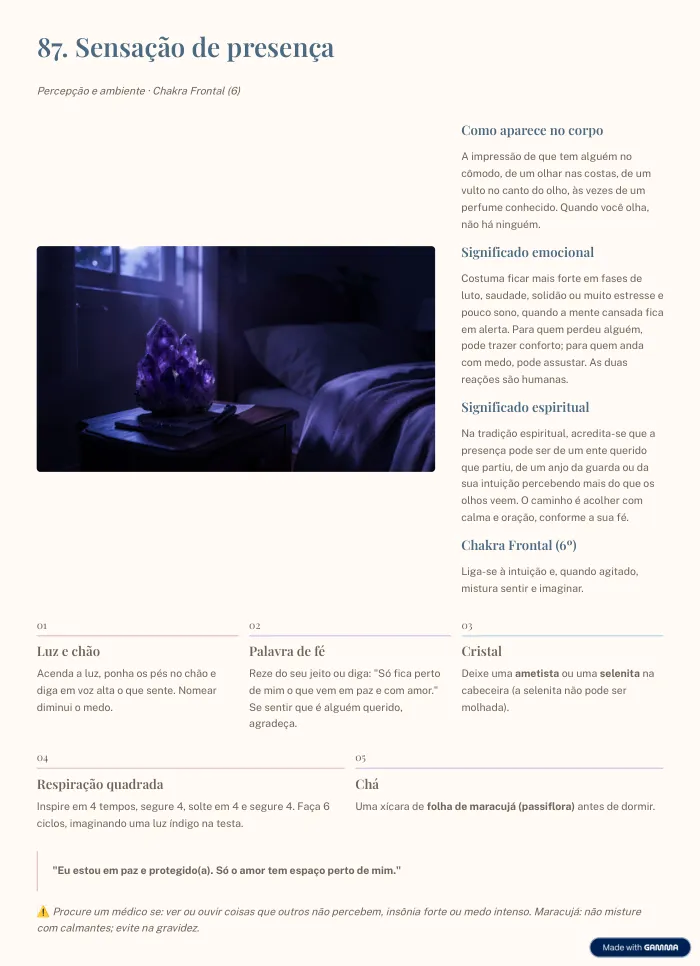 Página do guia: Sensação de presença