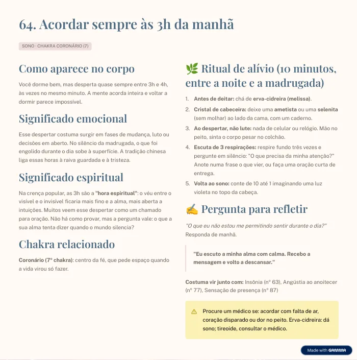 Página do guia: Acordar às 3h